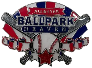 A baseball pin for ballpark heaven