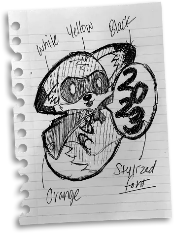 Step 1: Customer's initial anime character sketch for custom pin design process.