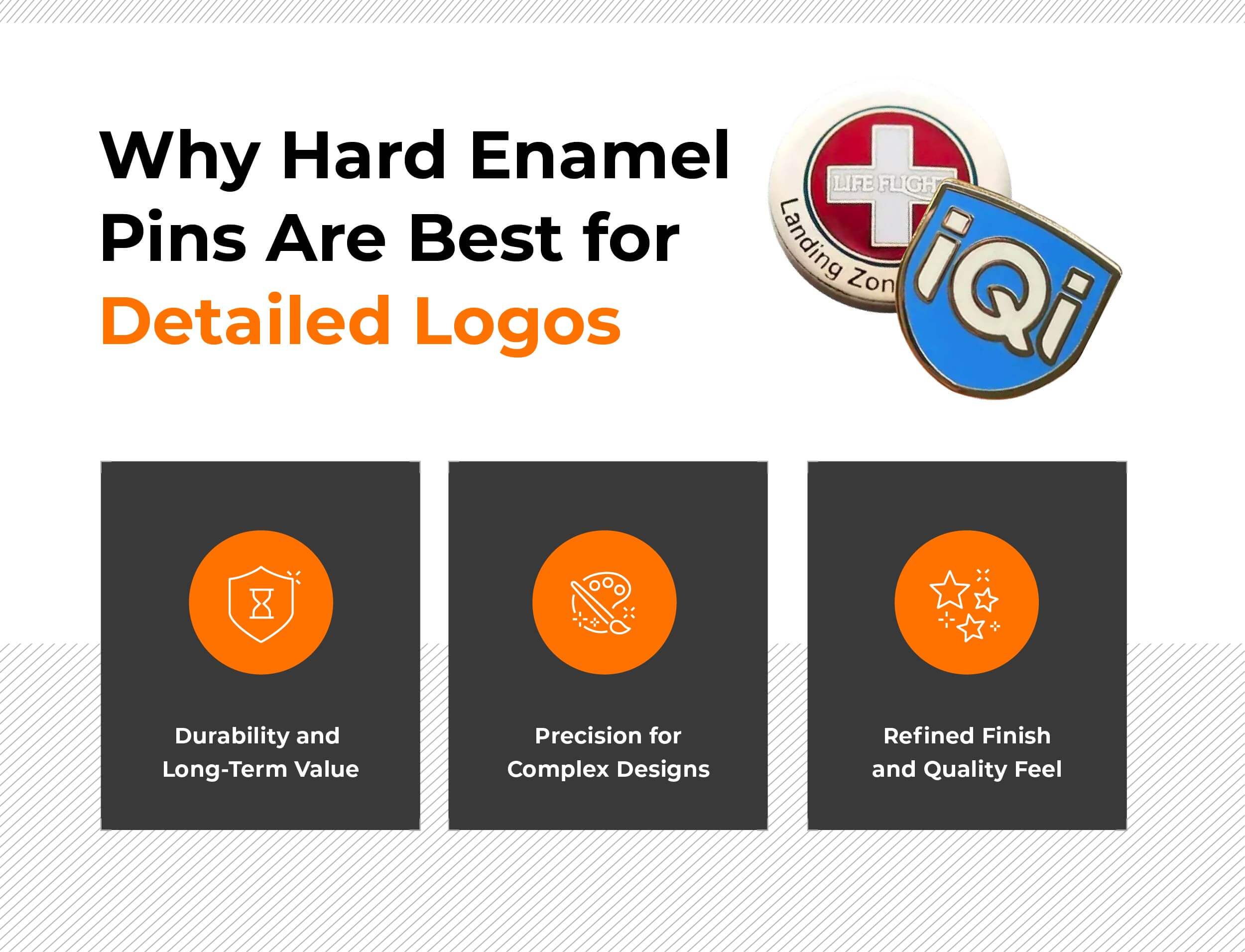 Hard enamel pins for detailed logo